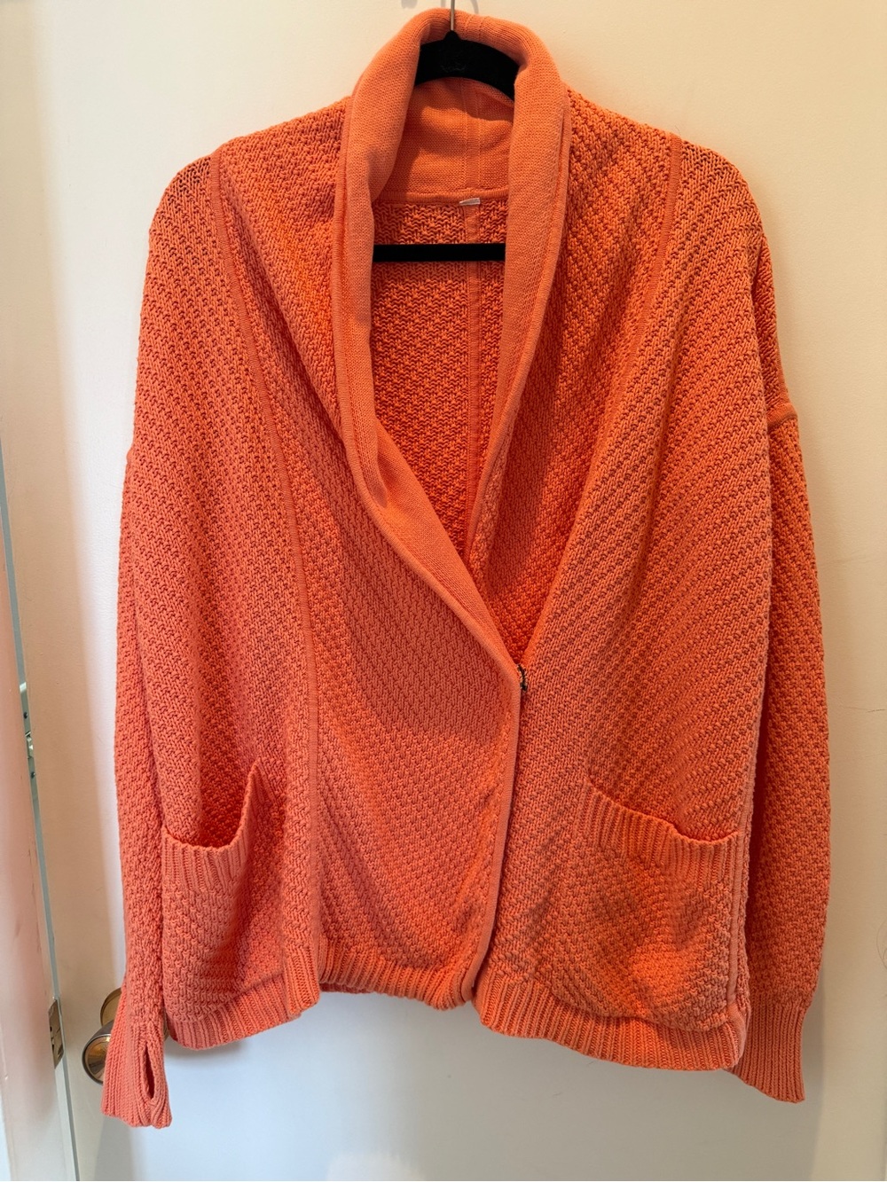 Lululemon Post Practice Cardigan Orange Chunky Knit Shawl Sweater S/M 6-8